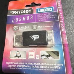 USB 2.0, 4-in-1 SD/Micro SD Card Reader for Smart Phones & Tablets