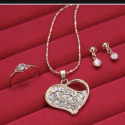 Heart 3 Piece Set Ring Necklace And Br