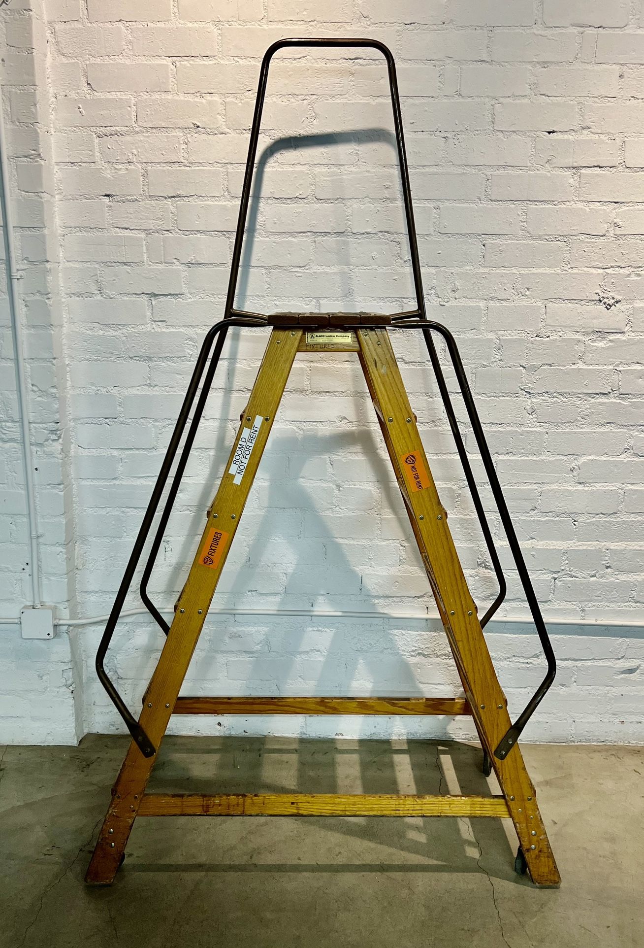 Mid- Century Retail Oak Library Ladder