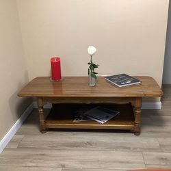 Rectangular-  Wood Coffee Table with Drop-Leaf Sides