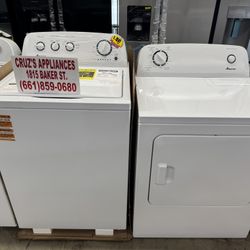 3.8 CU. FT. LARGE CAPACITY TOP LOAD WASHER WITH HIGH-EFFICIENCY AGITATOR And  6.5 CU. FT. ELECTRIC DRYER WITH WRINKLE PREVENT OPTION