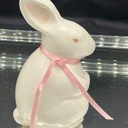 Department Dept 56 Porcelain Easter Spring Bunny Rabbit with Pink Ribbon Japan