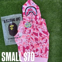 BAPE Pink Camo Shark Full-Zip Hoodie Size S