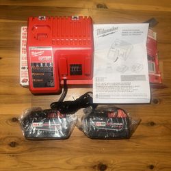 Milwaukee 2 Batteries Packs And M12 M18 Battery Charger