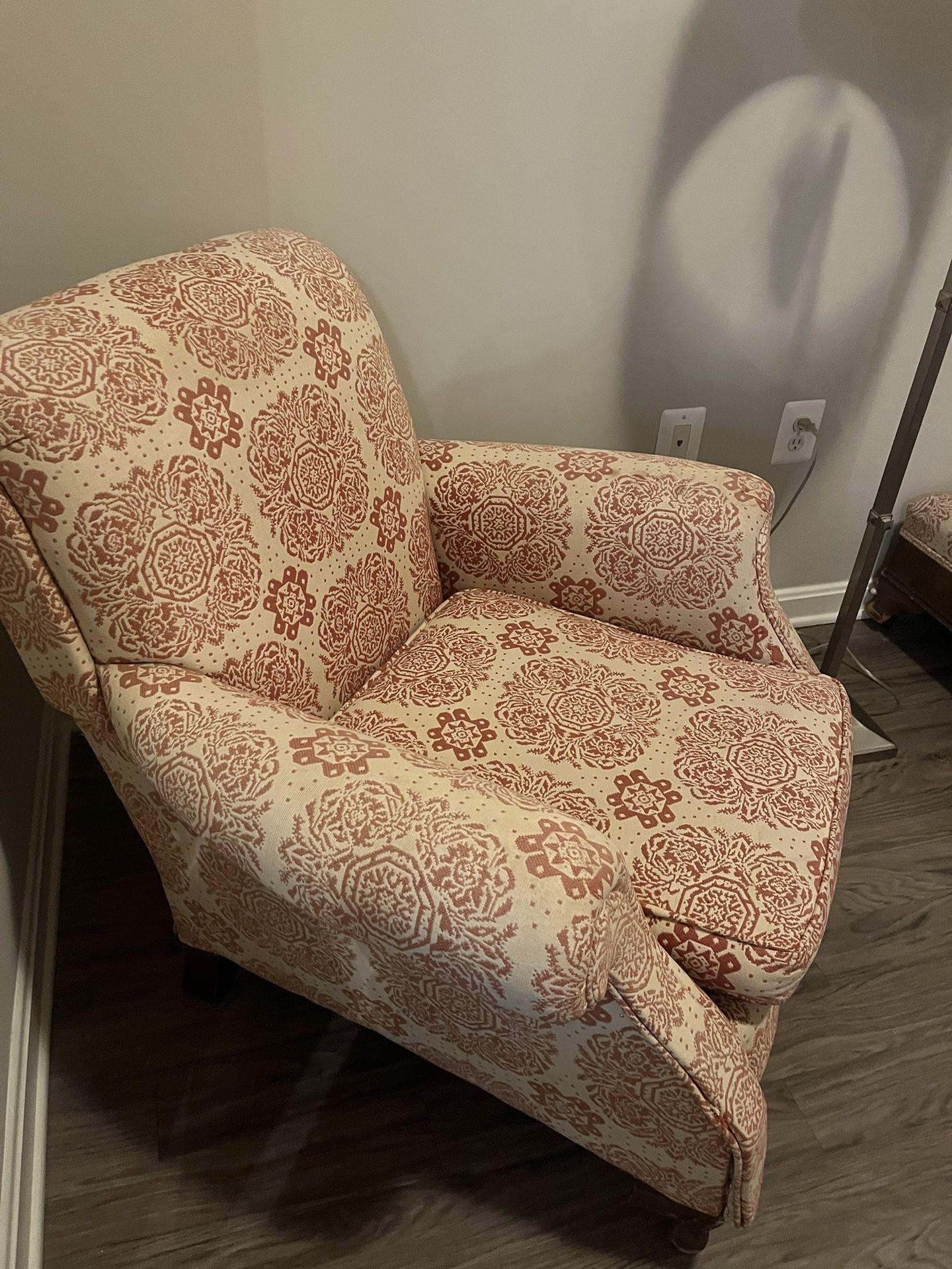 Upholstered Wing Chair And Footstool 