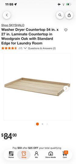 SKYSHALO Washer Dryer Laminate Countertop 54x27 Woodgrain Oak