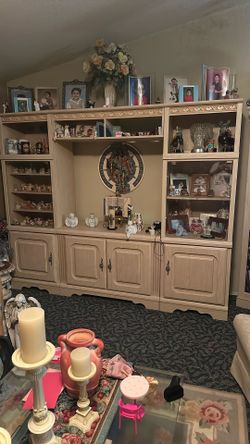 90”x72.5”Mid-Century 4-Piece Entertainment Center with Adjustable TV Stand and Bookshelf for TVs