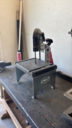 Milwaukee band saw with swag off-road table and foot pedal
