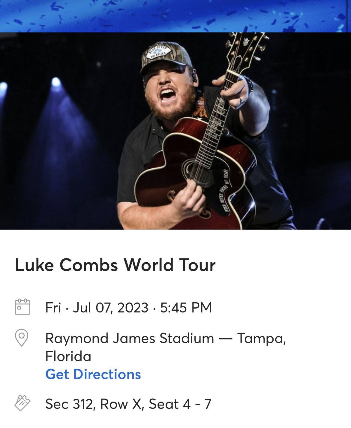 Luke Combs 7/7 Show (Tampa)