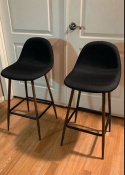 Two Black Modern Barstools 