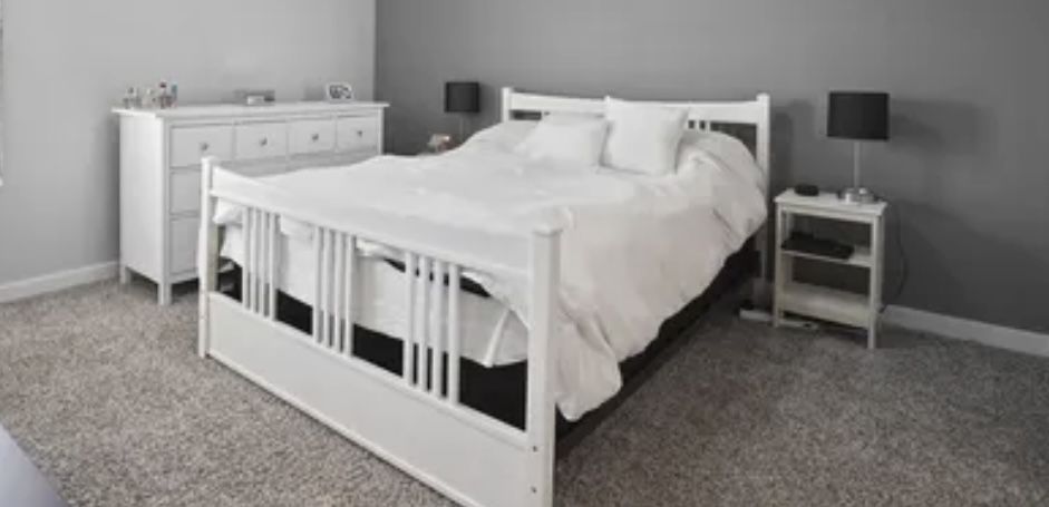 White Wooden Queen Bed Frame Only / No Mattress 