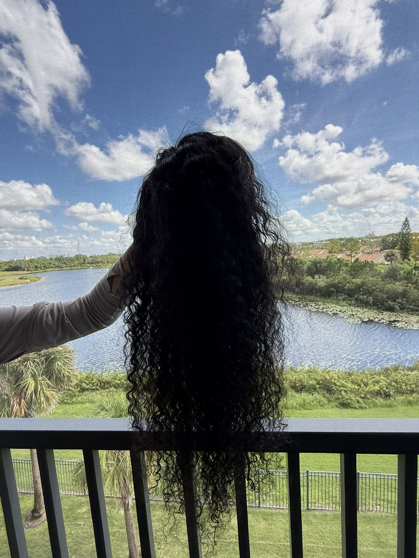 36 inch deep wave black curly human hair wig