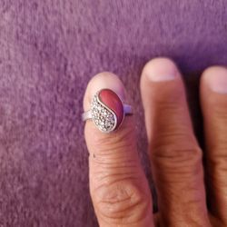 Vintage 50'S Yin Yang Sterling silver Teardrop Ring