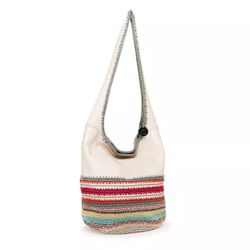 The Sak Limited Edition Crochet Seminyak Beige Medium Hobo leather Bag