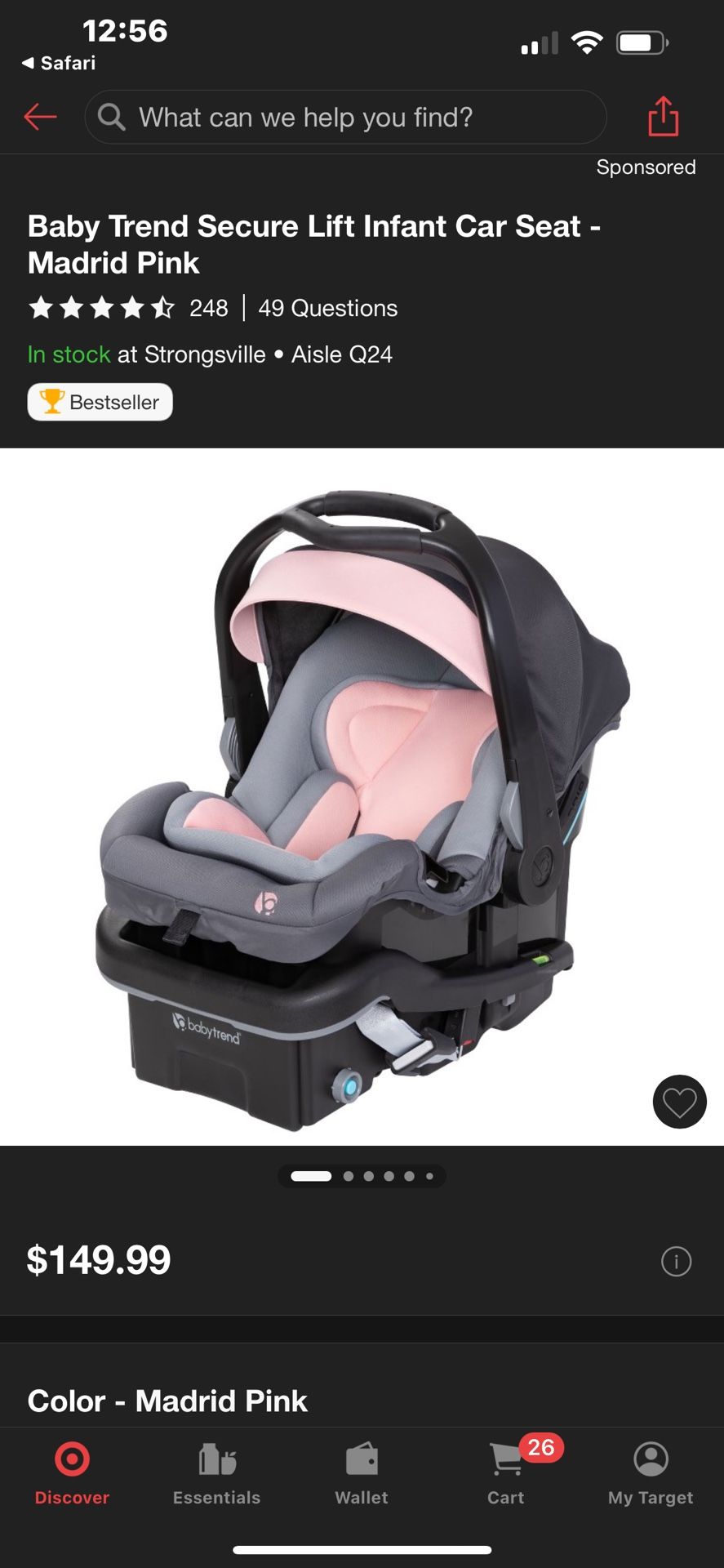 Pink Baby Car Seat