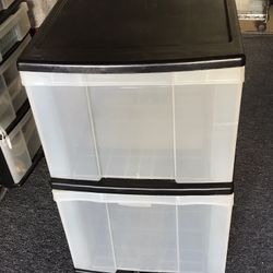 Plastic 2-Drawer Storage Rolling Cart