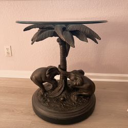 Bronze Style Safari-Themed End Table