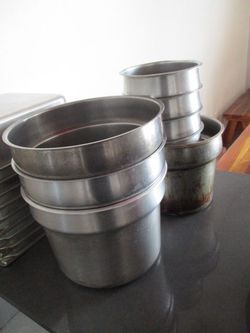Group of Mixed Stainless Steel Soup Storage Containers