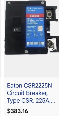 Eaton CSR2225N Circuit Breaker, Type CSR, 225A