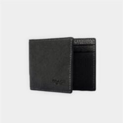 NWT  🔥Coach Men’s Compact Bifold Leather Wallet Black