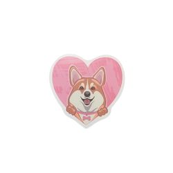 Corgi Dog with a Pink Heart Sticker