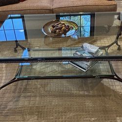 DOUBLE GLASS LIVING ROOM TABLE  (open to negotiations!!)