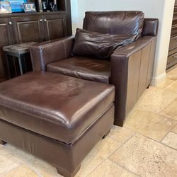 Leather Chair & Ottoman