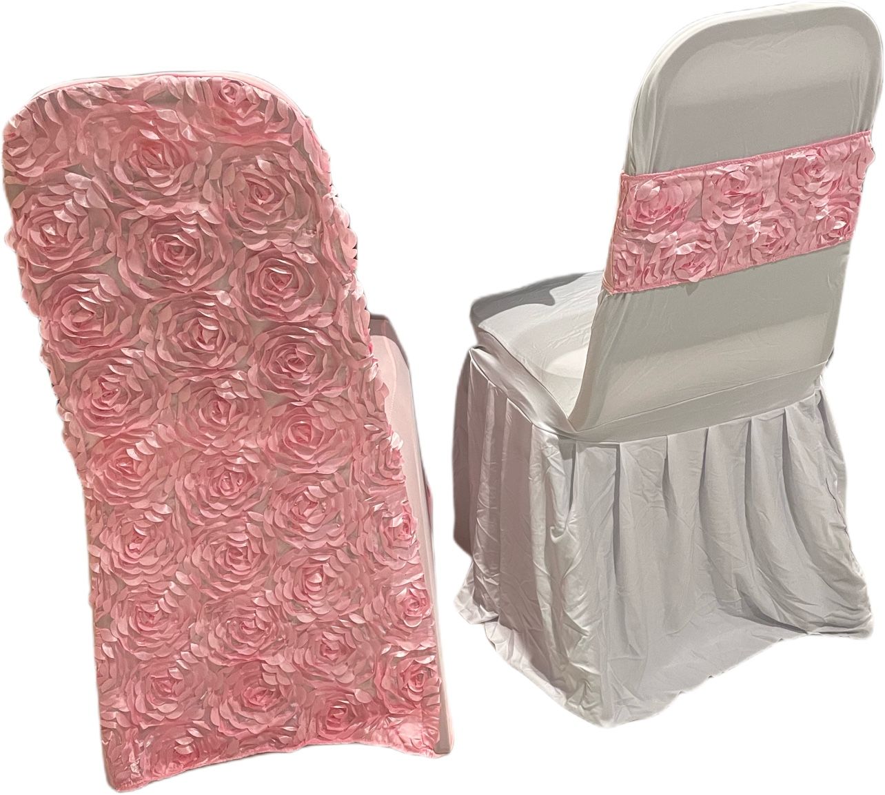 Pink Spandex Chair Sash with Satin Ribbon Rosettes 🎀