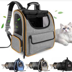 Cat Carrier Backpack for Large Cats Pet Backpack Carrier for Small Dogs, Expandable Cat Backpack Up to 15 Lbs, Foldable Cat Carrying Backpack for Trav