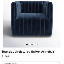 Navy Upholstered Swivel Armchair 