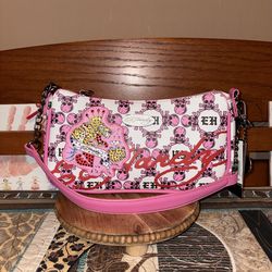 Ed Hardy Pink Skulls Shoulder Purse
