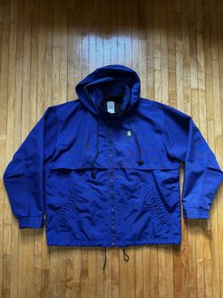 VTG 90s Carhartt Coat Jacket Mens Blue All Weather Vented Hooded Full Zip Sz. XL