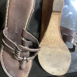Leather Wood Block Sandals 