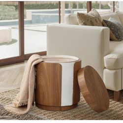 Modern 15.7 in MDF Wood Round End Table with Ash Veneer