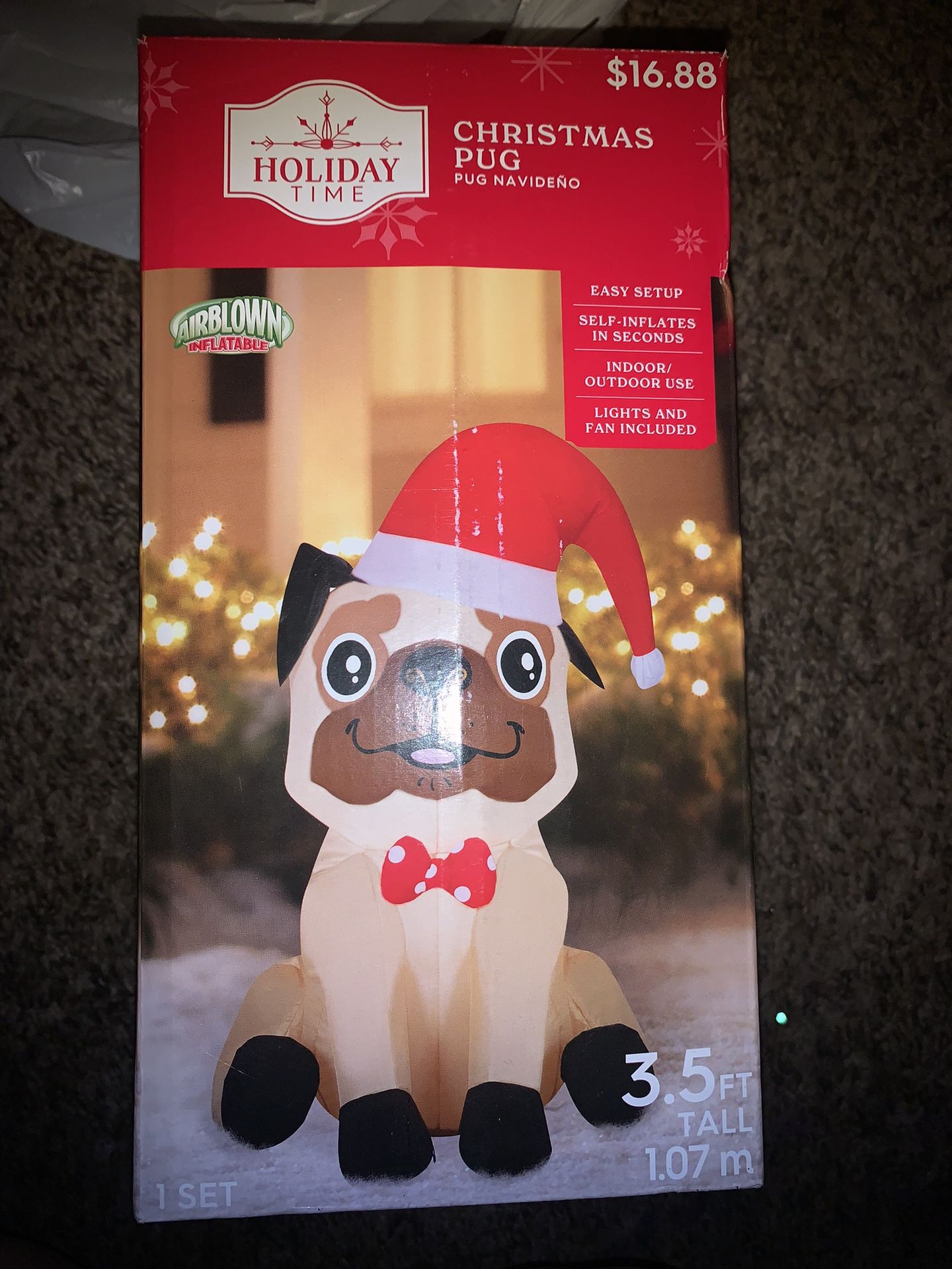 Christmas Pug Outdoor Blowup Christmas Decor