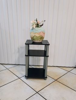 💫 Espresso/Black Square Wood 3 Tier Open Bedside Table