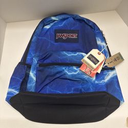 JanSport CrossTown Electric Bolts Plus 17" Blue Backpack - NWT