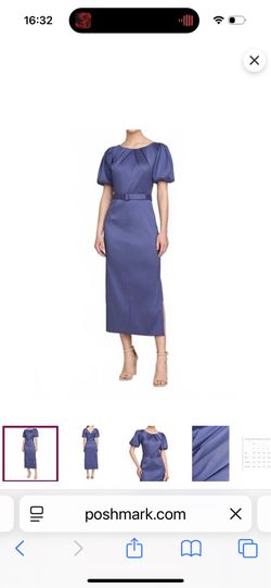 Kay Unger Blue Chiara Sheath Evening Dress