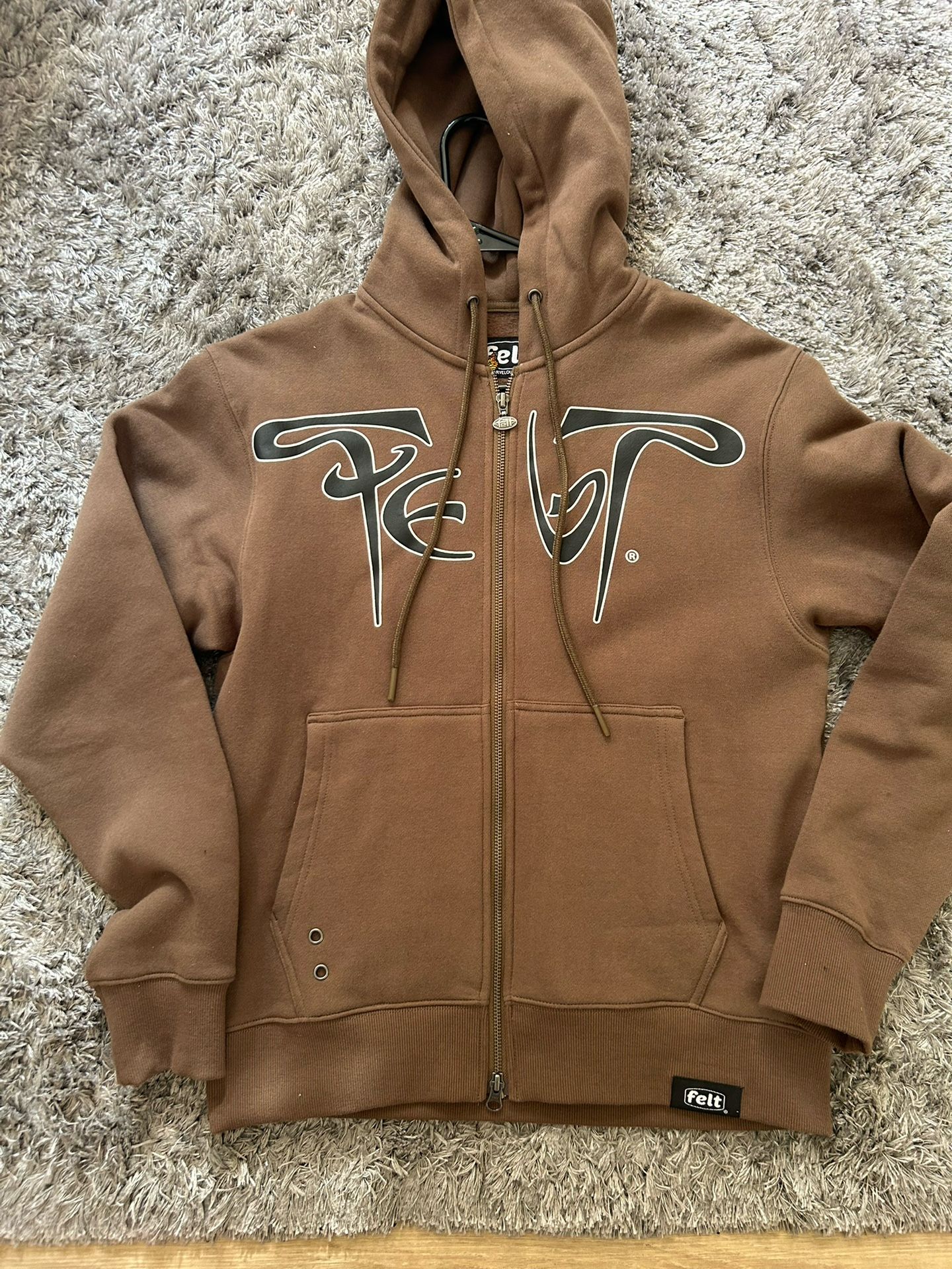 Felt zip Hoodie Brown small