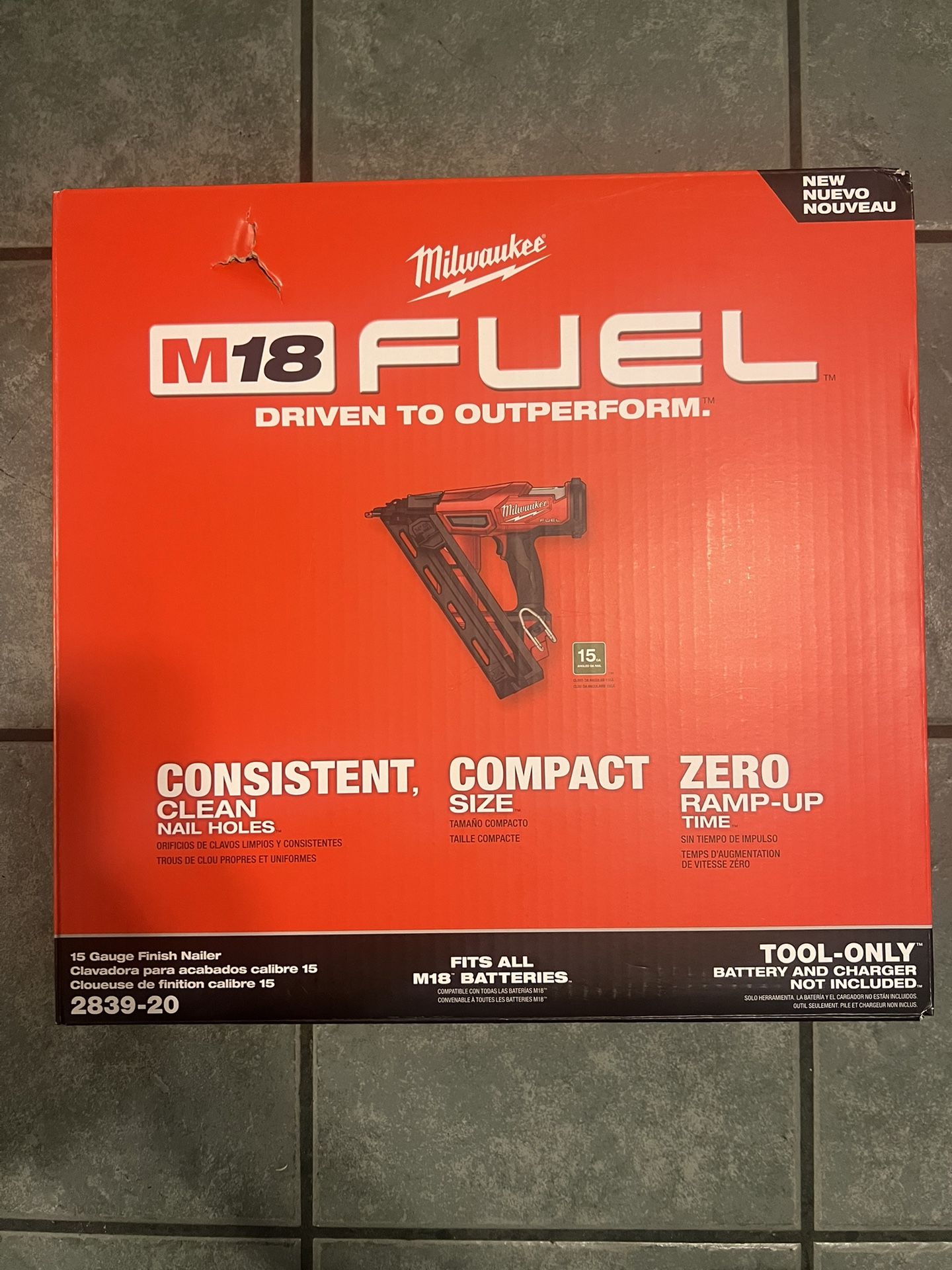Milwaukee M18 18V Fuel Brushless 15 Gauge Angled Finisher Nailer - (2839-20)