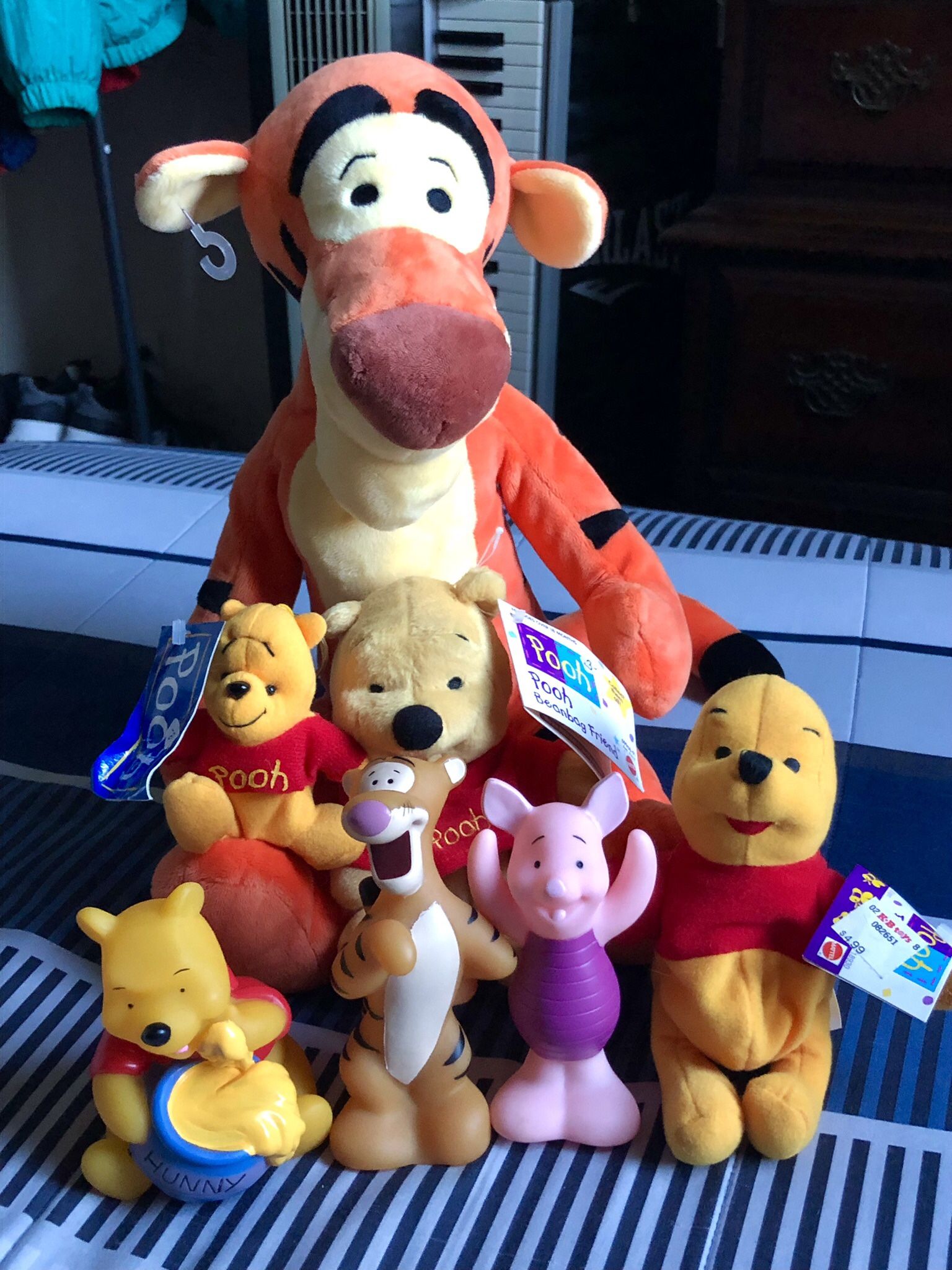 Vintage Disney Winnie The Pooh Beanie Babies & Plush Doll Bundle