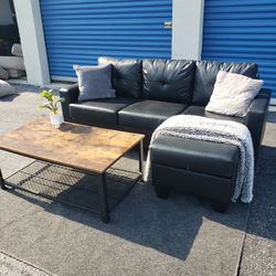 Black Tiny Sectional Couch Sofa (Delivery Available)