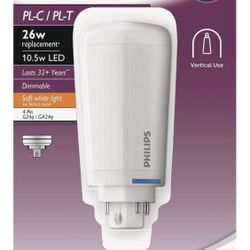Philips 26-Watt Equivalent PL-C/T 4 Pin Dimmable Linear LED Light Bulb Soft White (2-Pack) 