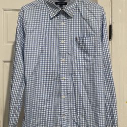 Blue Plaid Button-Up Shirt 