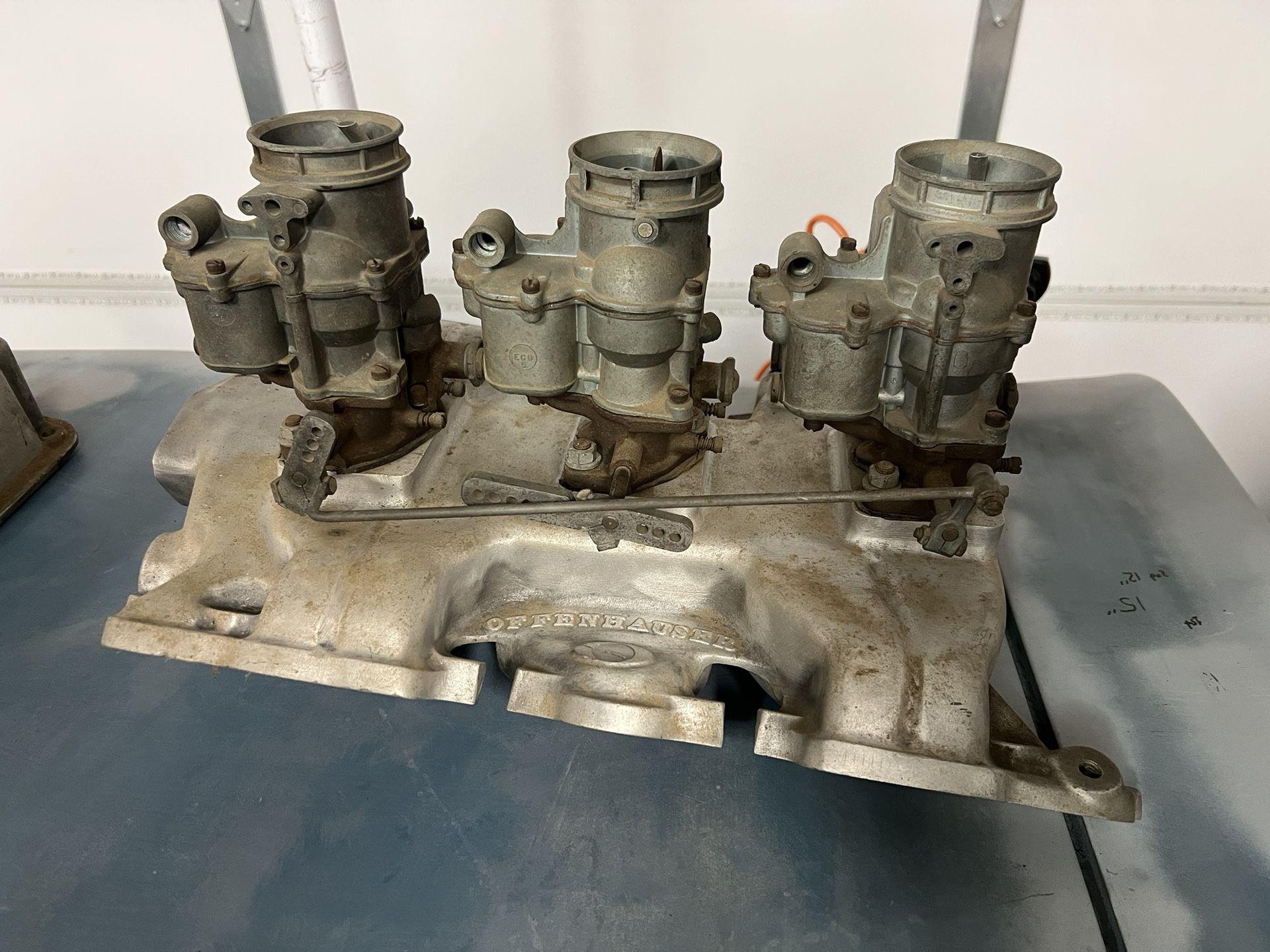 Offenhauser pontiac tri power intake and carbs for sale in corona ca