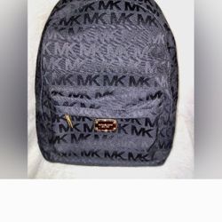 Excellent Condition Michael Kors Black Abbey Large Canvas & Leather Trim Backpack