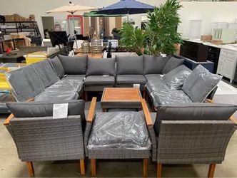 Assembled New 12 Piece PE Rattan Patio Furniture Set Outdoor Modular Sectional Sofa Conversation Set