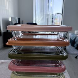 Glass food storage containers with lids — set of 5