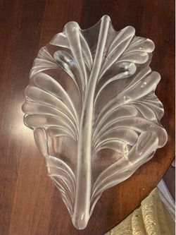 Mikasa Walther Vintage Crystal Leaf Platter Serving Tray Germany Glass