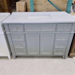 48 in. Single Bath Vanity in Gray with Marble Top in White  $739 